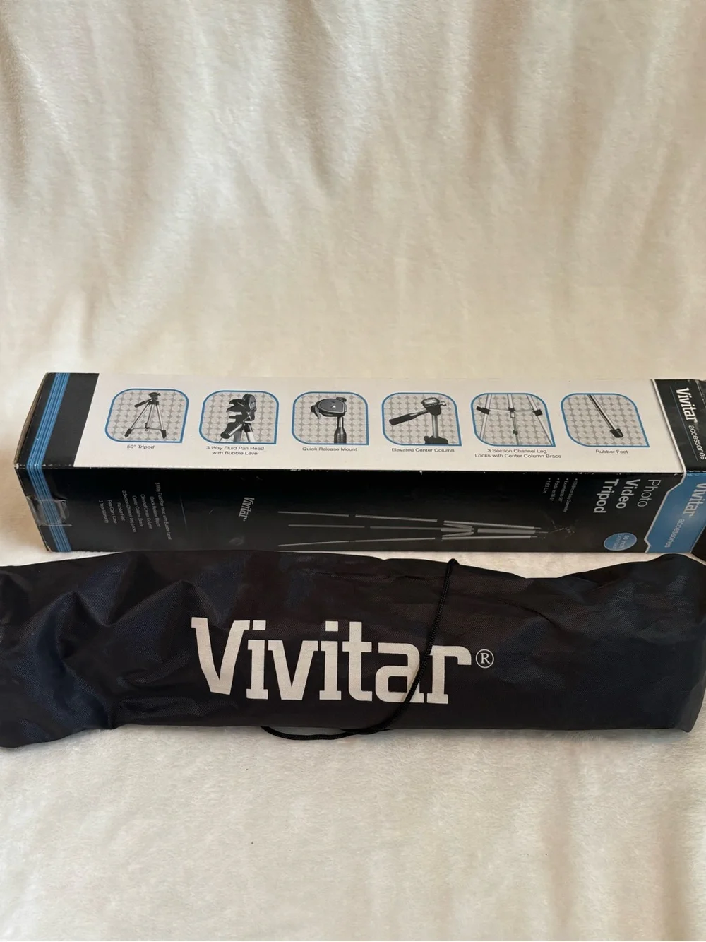 Vivitar Silver & Black Photo Video Tripod - 50 Inch Extension